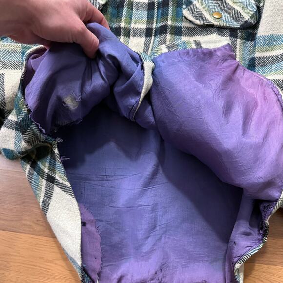 Men's Vintage 70's Matt Andrews Heavyweight Snap Wool Flannel Jacket Sz Medium - Picture 8 of 11